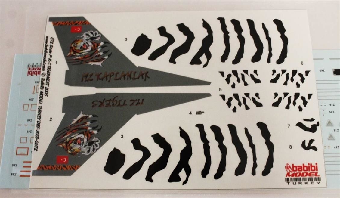 Babibi DBT01172 1/72 Turaf F-16C, 192.Kaplan Filo, Dekal Çıkartma
