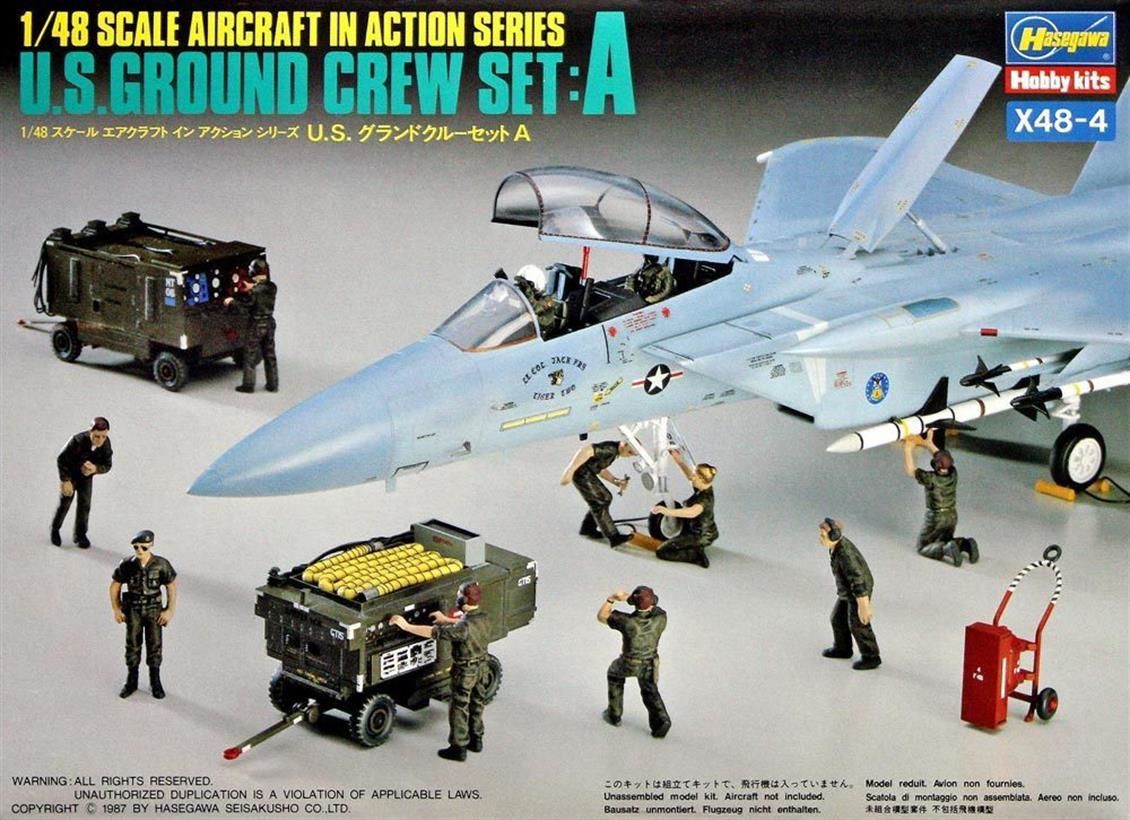 Hasegawa X48-4 36004 1/48 Ölçek US Havaalanı Zemin Ekibi Figür-A Plastik Model Kiti