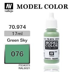 Vallejo 70974 17 ml. (76) Green Sky-Matt, Model Color Serisi Model Boyası