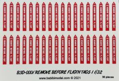 Babibi B3D-0003 1/32 Remove Flight Tags, 3 Boyutlu Dekal Çıkartma