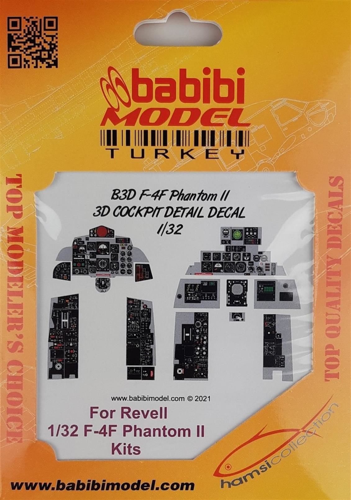 Babibi B3D-0004 1/32 F-4F Phantom II, Kokpit Detayları, 3 Boyutlu Dekal Çıkartma