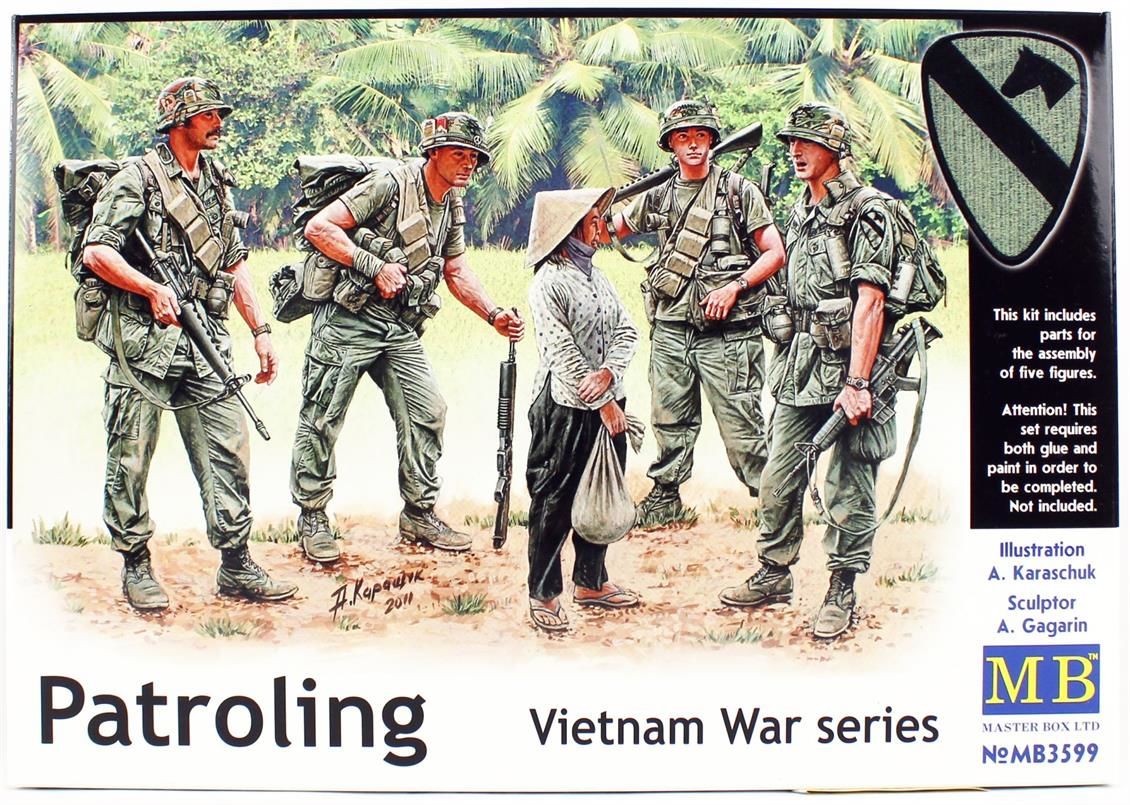 MasterBox 3599 1/35 Ölçek, Vietnam Savaşı Serisi, Amerikan Devriyeleri , Plastik Figür Kiti