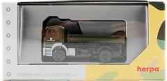 Herpa 746946 1/87 Ölçek MB Axor DÜZ VE Damper Kasalı Kamyon, Askeri Yeşil, Sergilemeye Hazır Model Araç