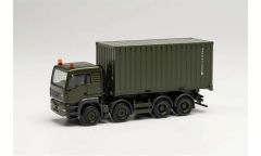 Herpa 746809 1/87 Ölçek MAN TGS L 8x4, 20 lik Konteyner Taşıyan Kamyon, Kamuflaj, Sergilemeye Hazır Model Araç