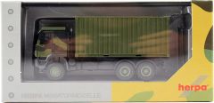 Herpa 746793 1/87 Ölçek Iveco Trakker 20 lik Konteyner Taşıyan Kamyon, Kamuflaj, Sergilemeye Hazır Model Araç