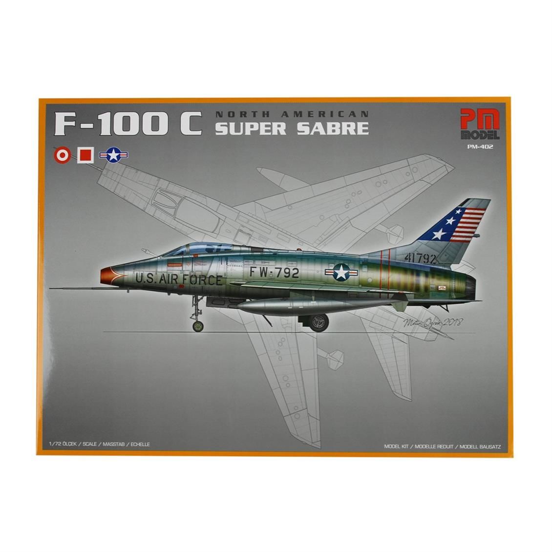 PM Model 402 1/72 North American F-100 C Super Sabre Avcı-Bombardıman Uçağı Demonte Plastik Maketi