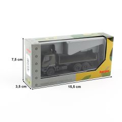 Herpa 746526 1/87 Ölçek Iveco Trakker 6x6 Askeri Düz Kasa Kamyon, Sergilemeye Hazır Model Araç