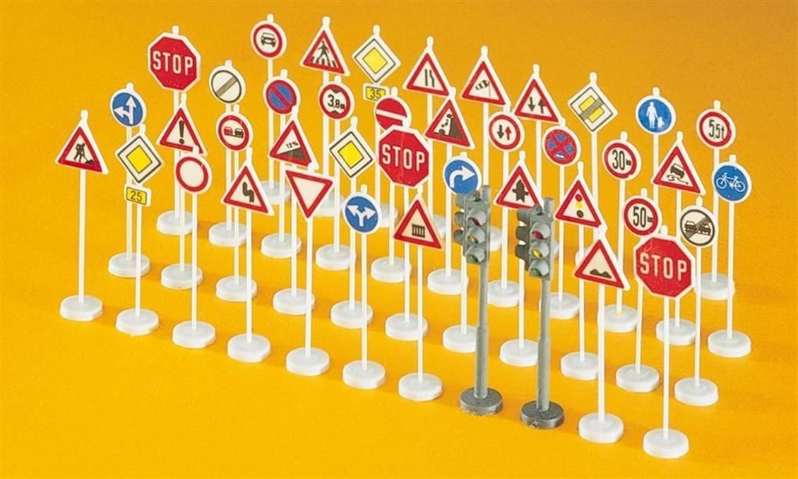 Preiser 18203 1/87 Ölçek trafik işaretleri - 40 adet Figürleri