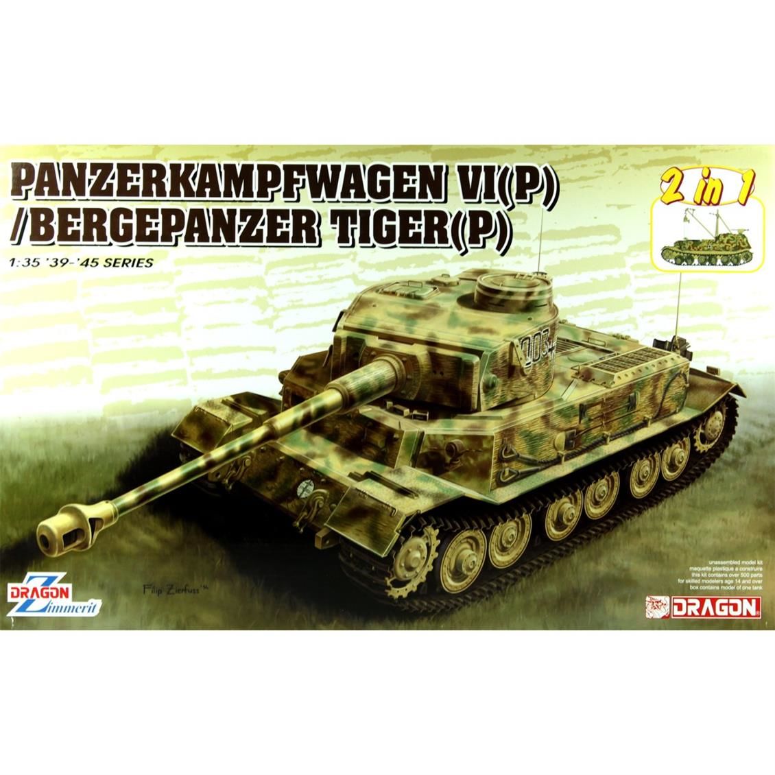 Dragon 6869 1/35 Ölçek Panzerkampwagen VI(P)/Bergepanzer Tiger(P) Tankı Plastik Model Kiti