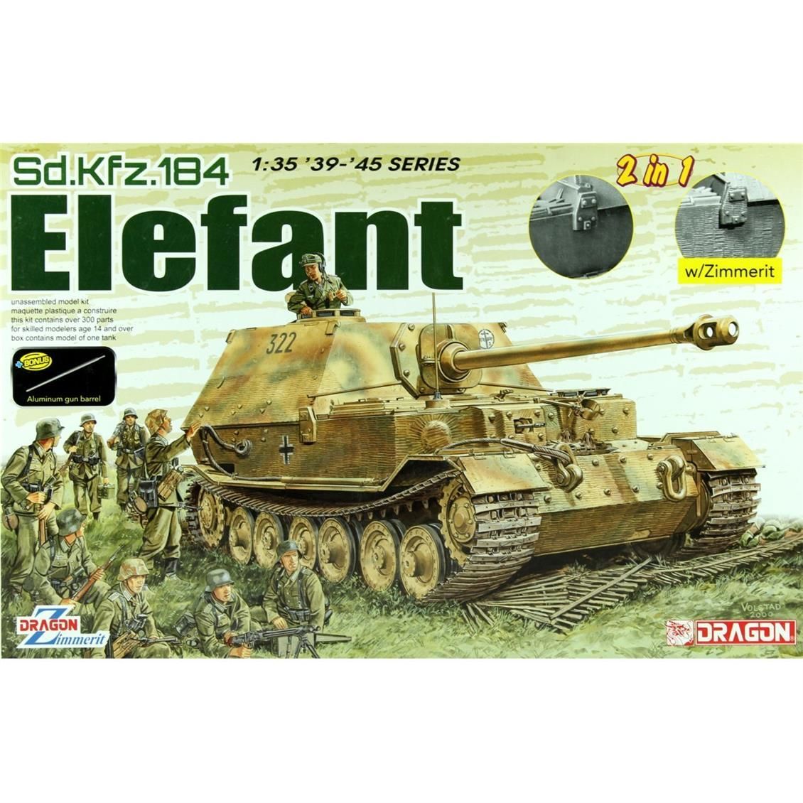 Dragon 6871 1/35 Sd.Kfz.184 Elefant Tank Maketi w/Zimmerit