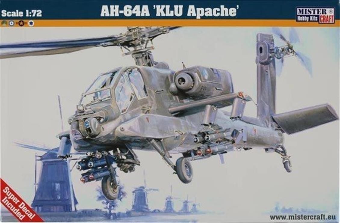 Mistercraft D037 1/72 1/72 AH-64A KLU Apache Helikopteriı Demonte Plastik Maketi