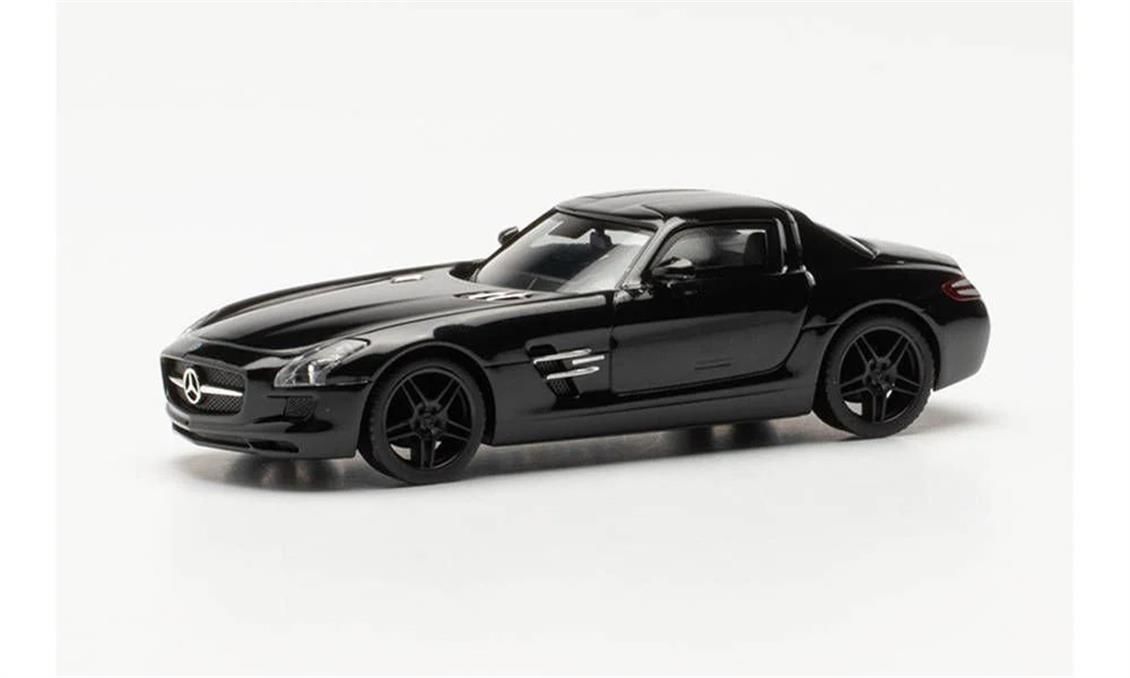 Herpa 420501-002 1/87 Ölçek MB SLS AMG, Siyah, Sergilemeye Hazır Model Araç