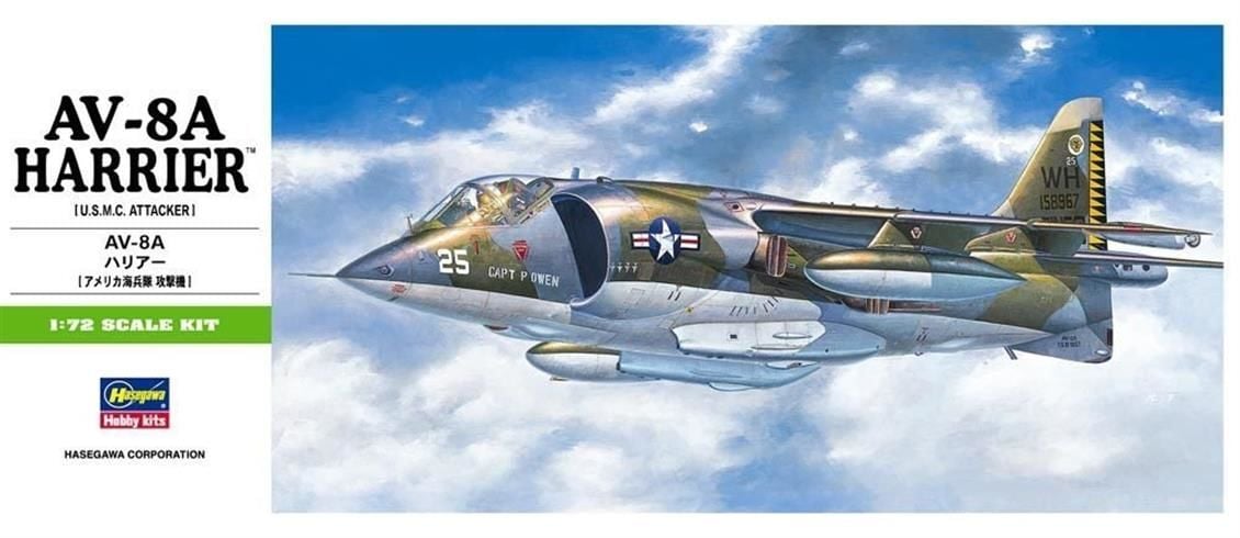 Hasegawa B10 00240 1/72 Ölçek AV-8A Harrier Savaş Uçağı Plastik Model Kiti