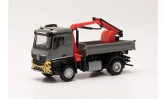 Herpa 315906 1/87 Ölçek MB Arocs Vinçli Kamyon, Gri, Sergilemeye Hazır Model Araç