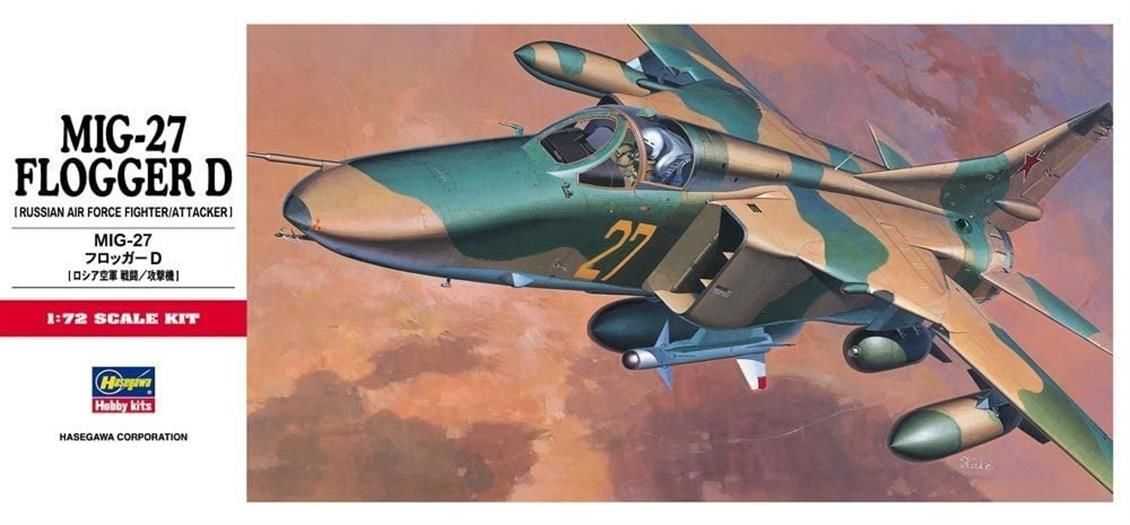 Hasegawa C10 00340 1/72 Ölçek MiG-27 Flogger D Savaş Uçağı Plastik Model Kiti