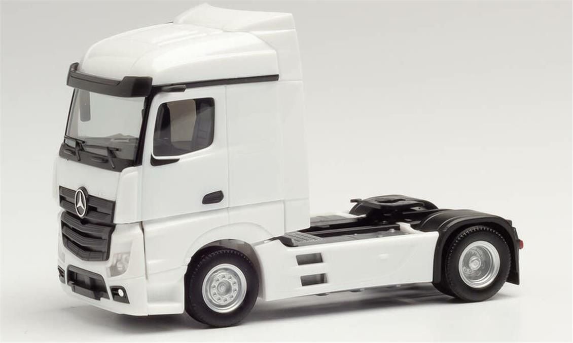 Herpa 309226 1/87 Ölçek MB Actros Stream Space 2.5 Çekici, Beyaz, Sergilemeye Hazır Model Araç