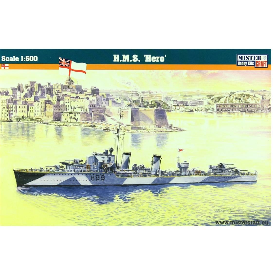 Mistercraft S097 1/500 HMS (Hero) Zırhlı Gemi Demonte Plastik Maketi