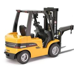 HUİNA 1576 1/10 ÖLÇEK, FORKLİFT VE RÖMORKU, METAL ÇATALLI VE APARATLI, 8 KANAL UZAKTAN KUMANDALI İŞ MAKİNASI