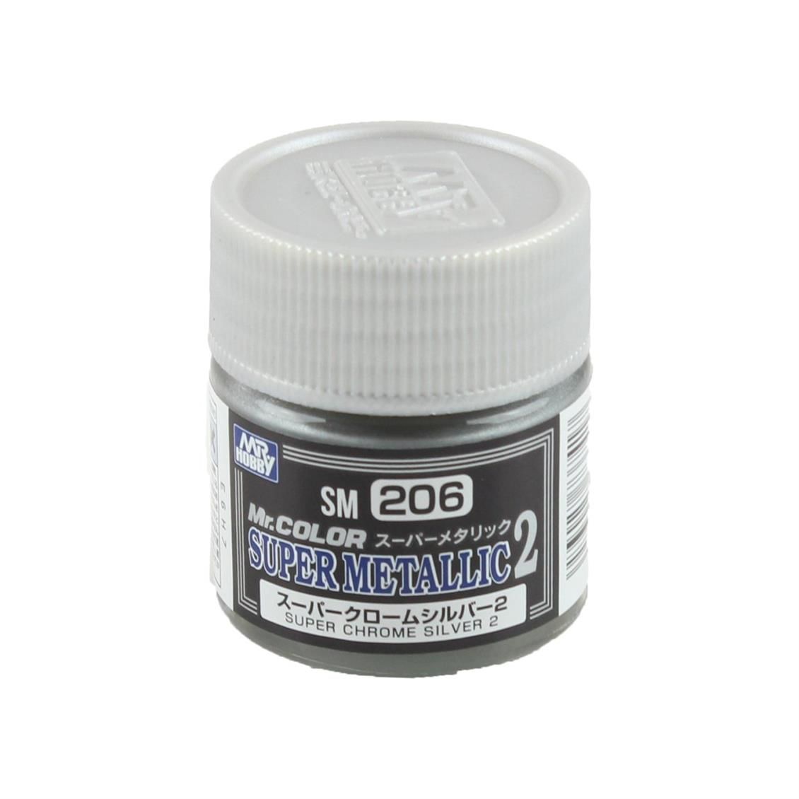 Gunze SM206 10 ml. Super Chrome Silver II, Mr.Color Metallic Colors Serisi Maket Boyası