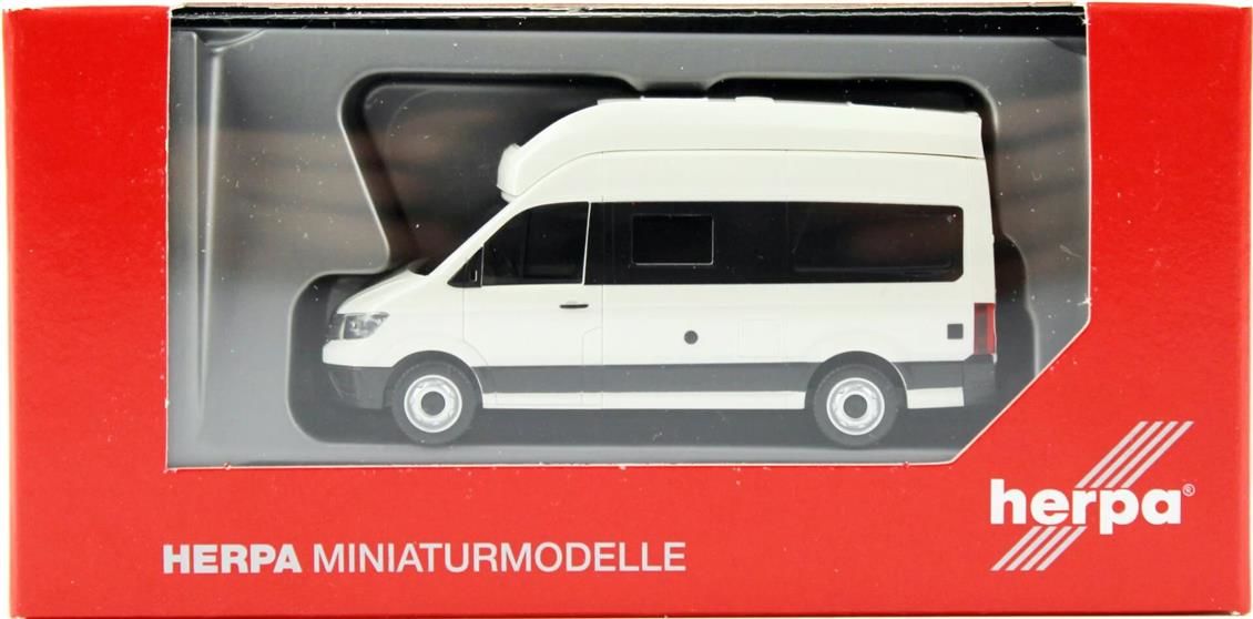 Modèle Réduit Herpa 1/87 - VW Crafter Grand California Blanc Candy-rouge - Neuf