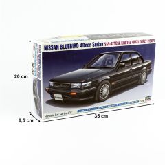 Hasegawa HC33 21133 1/24 Ölçek Nissan Bluebird 4-Door Sedan SSS-Attesa Limited (U12) 1987 Otomobil Plastik Model Kiti