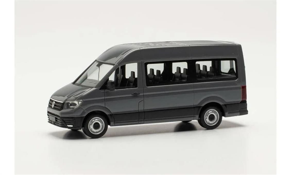 Herpa 094252-002 1/87 Ölçek VW Crafter Minibüs, Koyu Gri, Sergilemeye Hazır Model Araç
