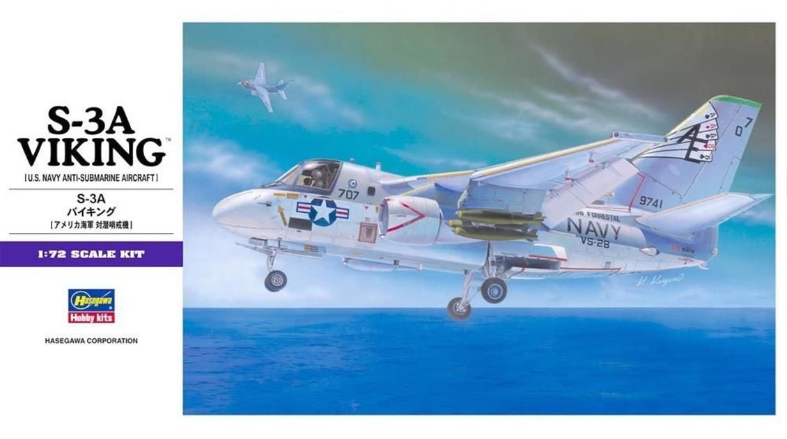 Hasegawa E7 00537 1/72 Ölçek S-3A Viking Savaş Uçağı Plastik Model Kiti