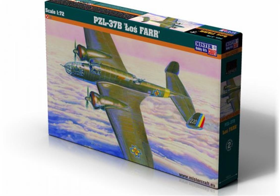 Mistercraft D009 1/72 PZL P-37VVS & FARR Savaş Uçağı Demonte Plastik Maketi