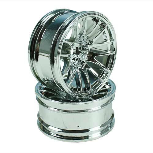 Silver 7 Y-Spoke Wheels 1/10 Car 6mm Offset ( 2 pcs)